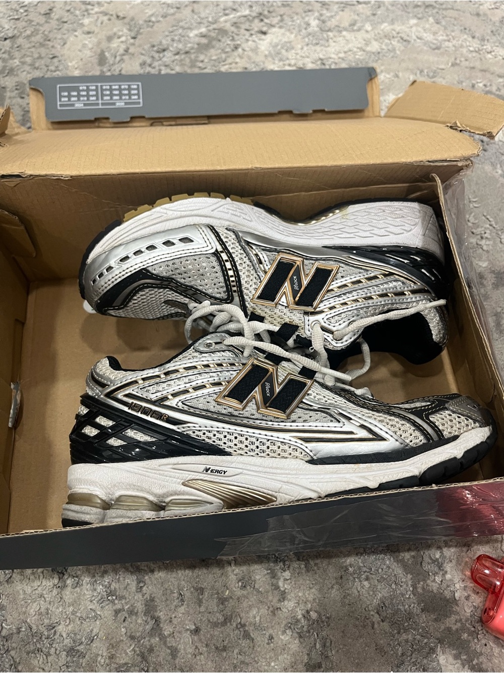 New Balance Silver, Black & Gold Athletic Sneakers 1906 R